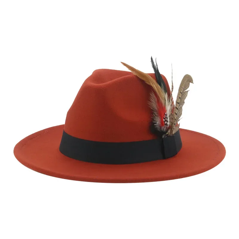 Hat Fedoras Winter Women Hats Men Felt Hat Feather Luxury Fashion Casual Wedding Decorate Men Women Fedora Chapeau Femme Bonnet