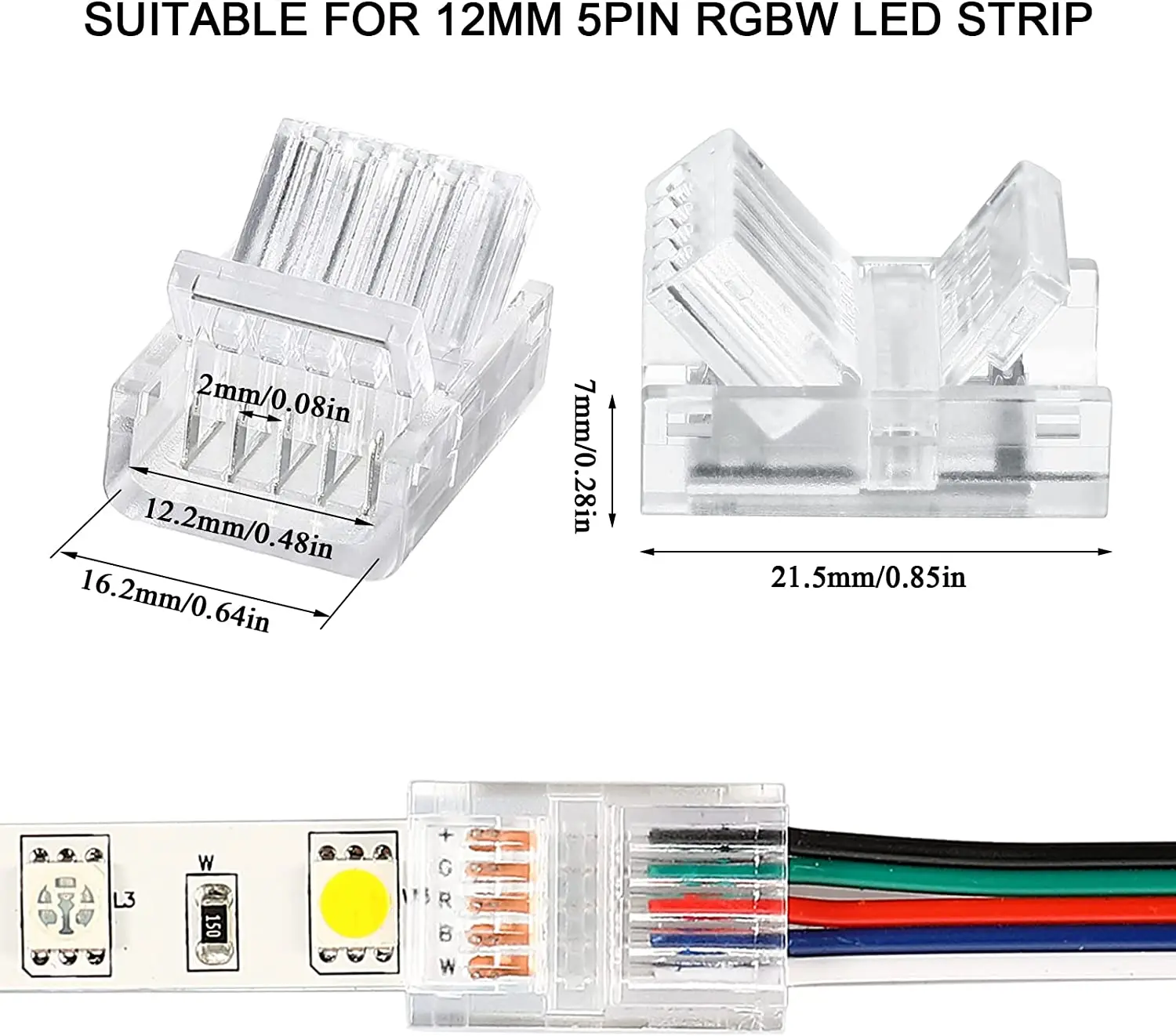 20pcs LED Strip Connector 2/3/4/5/6pin Electric Wire Connector For 5050 RGB CCT RGBW LED Strip Lights To Wire Connection Use