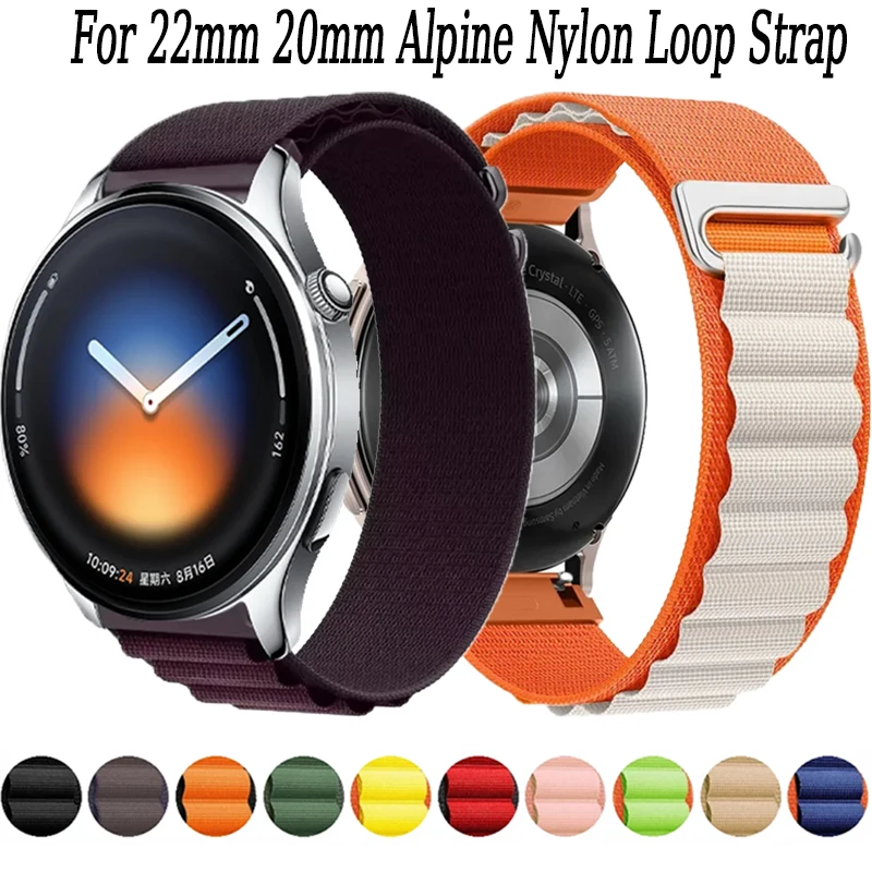 20/22mm Alpine Nylon Strap For Xiaomi Watch 5/S5-4-3 Bracelet band For Amazfit Active Max/Oneplus Watch Lite-4/Realme Watch 5-S