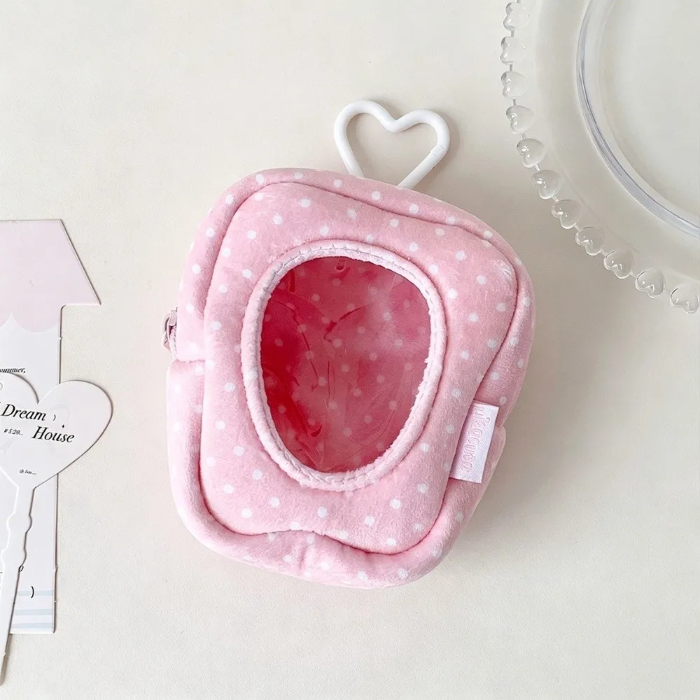 Kawaii Transparent Keychain Dot Storage Bag Strawberry Shape Mini Ita Bag Display