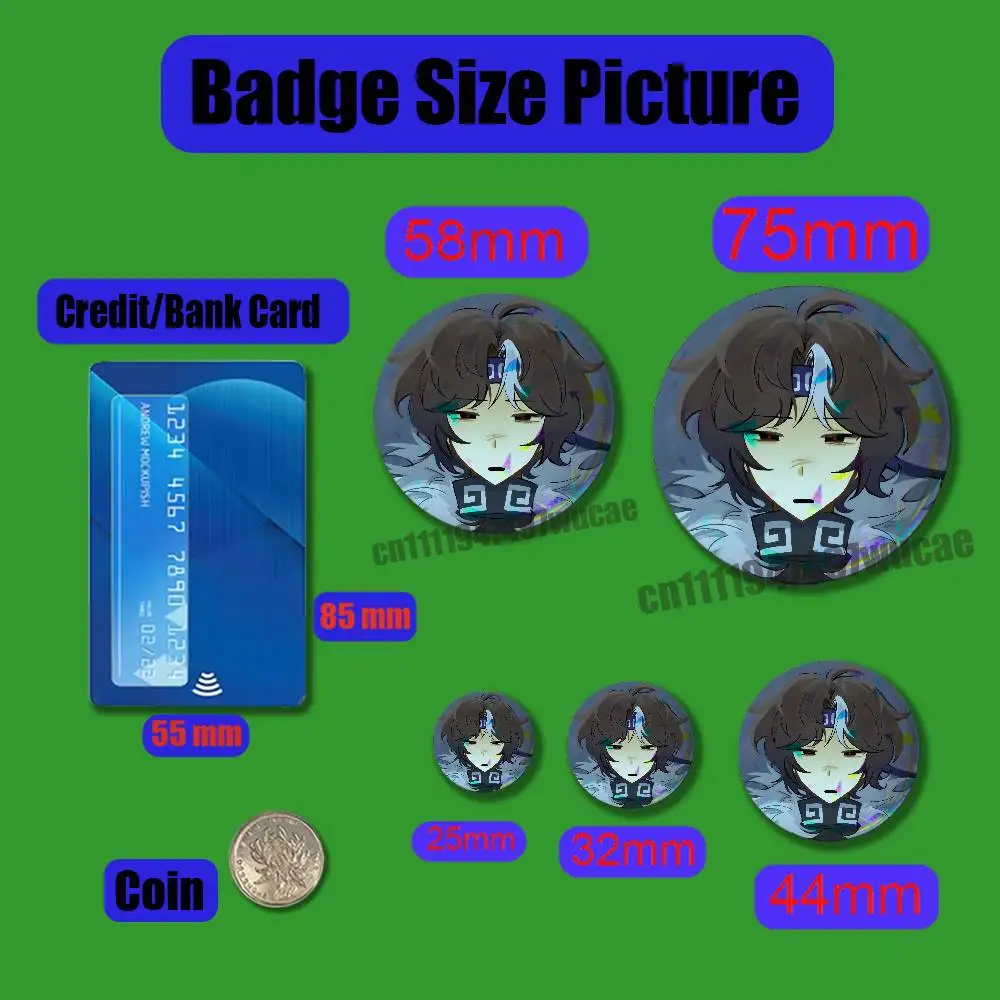 For P-Parrotx2 W-Wifies Badge Case Custom Pin Insignia Emblem Round Clothes Brooch Button Laser Film