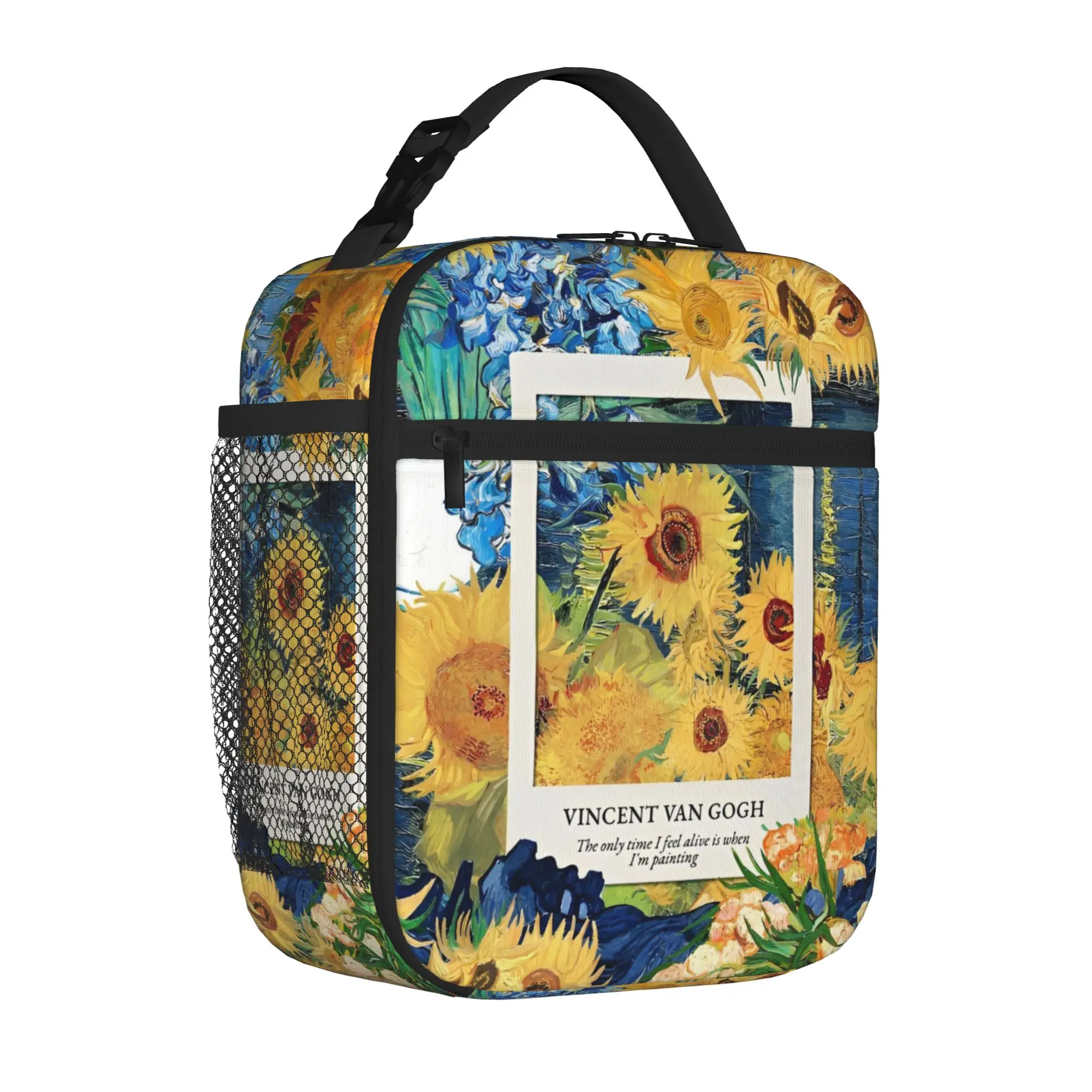 Insulated Lunch Tote Bag Van Gogh Art Oil Paintings Causal Sunflowers Starry Night Cooler Thermal Lunch Food Box Lightweight