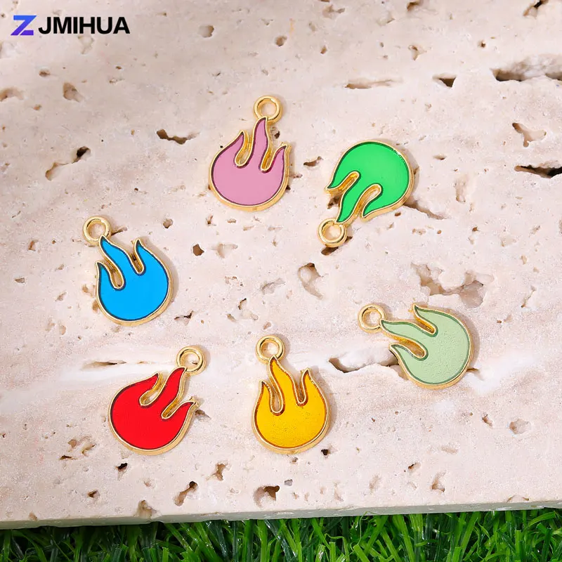 15pcs/lot Enamel Flame Charms For Jewelry Making Women Pendants Earrings Necklaces Bracelets DIY Handmade Findings Accessories