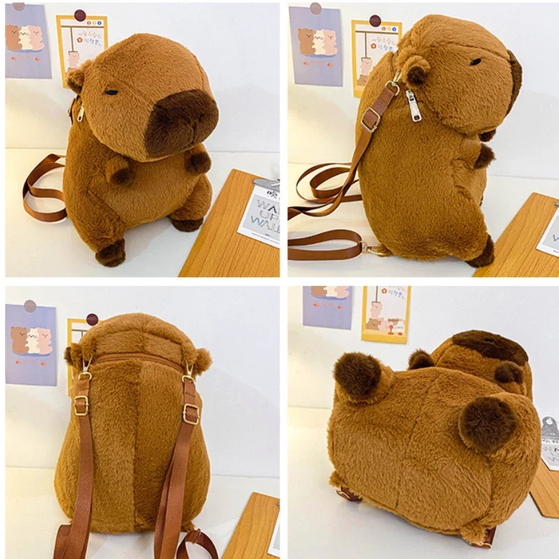 Dolphin Backpack Kapybara Cute Plush Toy Shoulder Bag Dual-purpose Shoulder Bag Ugly Water Guinea Pig Cute Doll Tote Bag