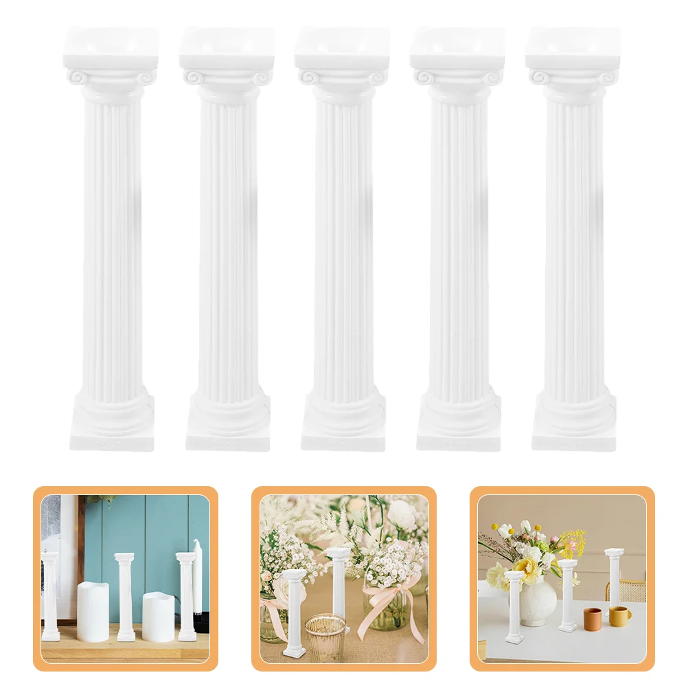 5 Pcs Decoration Roman Column Decorations Party Candlestick Pillar Wedding Stand White Plastic Table Banquet