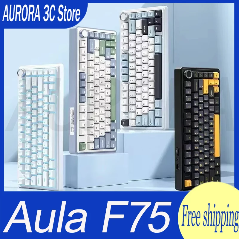 

Aula F75 Wireless Bluetooth Keyboard 3 Mode 2.4g Usb Mechanical Gamer Keyboards Hot-Swap 80key Rgb Gaming Keyboard For Laptop Pc