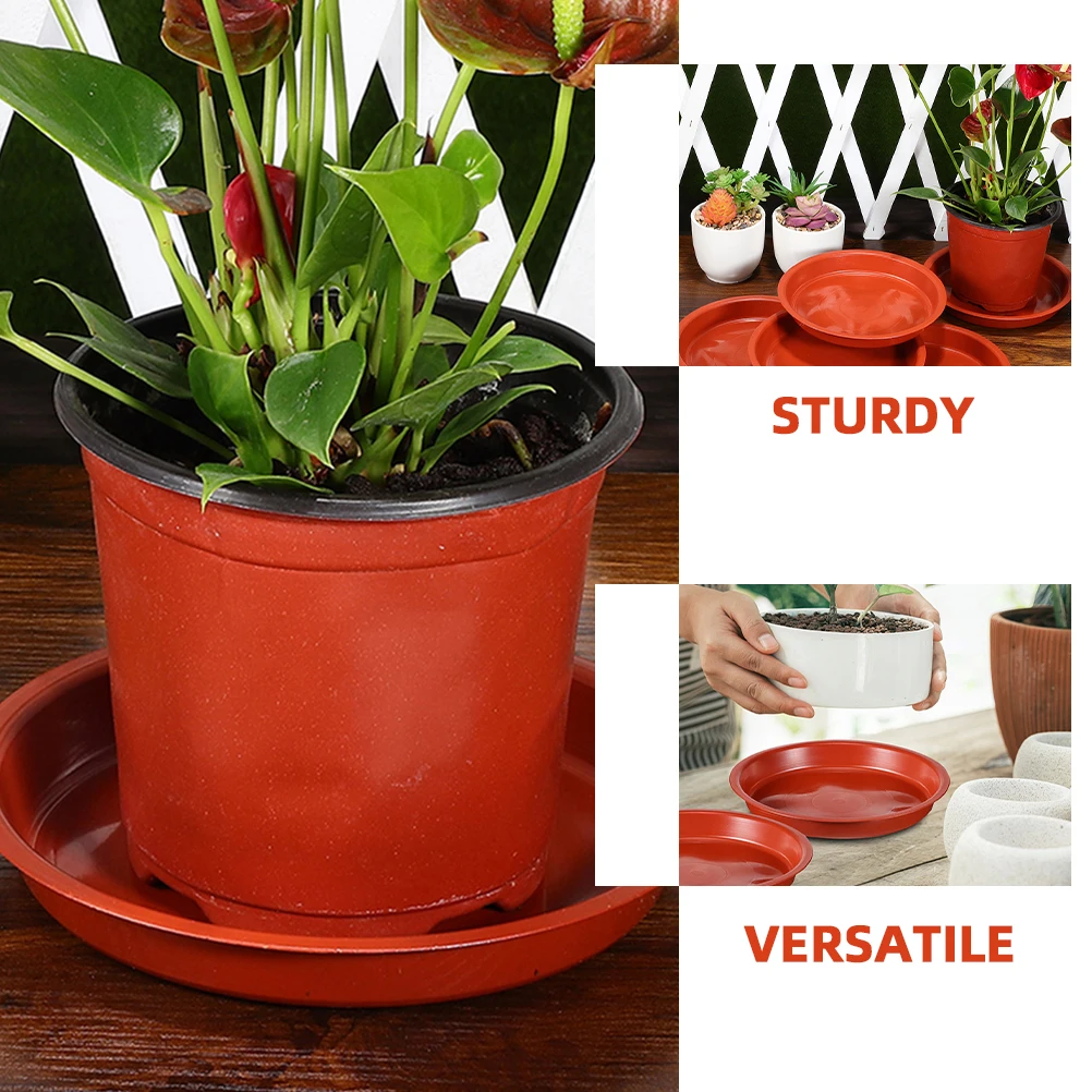 

6 Pcs Plant Trays Saucers PP Round Drip Tray for Indoors No Holes Heavy Duty Plastic Flower Pot Gardening Home Practical Planter