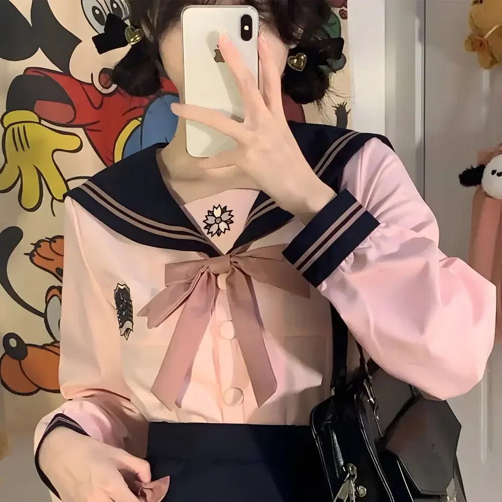 Cherry JK-uniforme escolar japonés, traje de marinero de estilo coreano, trajes para niñas, falda que cubre la cadera, disfraces de Anime COS para mujeres