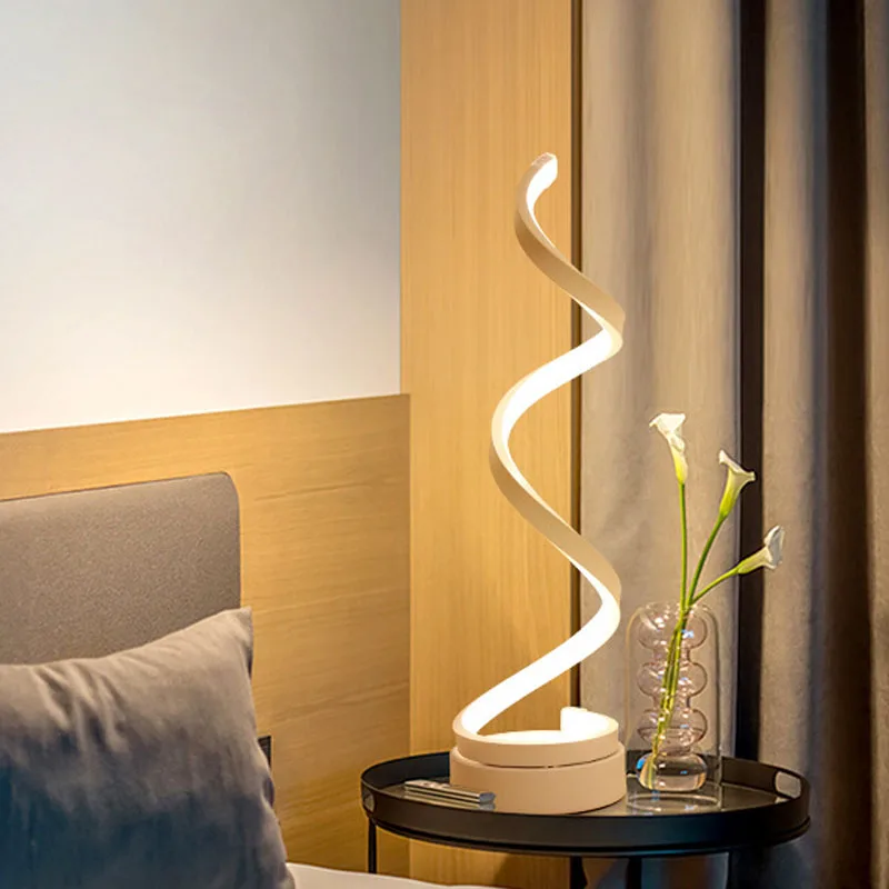 Imagem -05 - Modern Remote Control Led Floor Lamp Spiral Light For Living Room Bedroom Bedside Study Home Indoor Decorative Desk Lighting