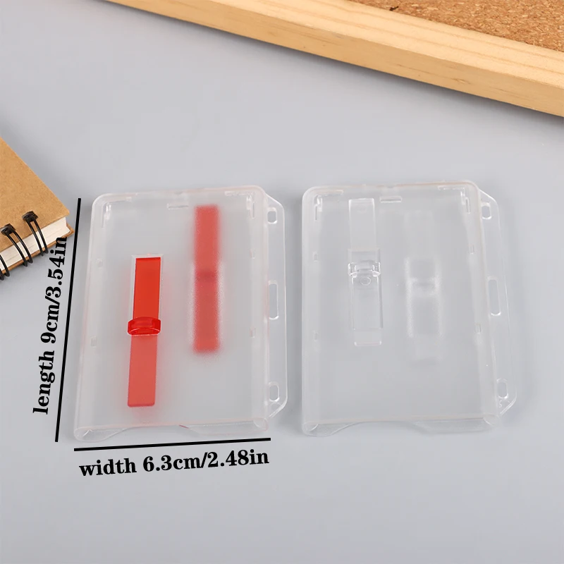 بطاقة الائتمان لبطاقة الهوية المدرسية، حافظة بطاقة منزلقة مزدوجة شفافة، غطاء شارة، حامل بطاقة مفتاح القرب #6