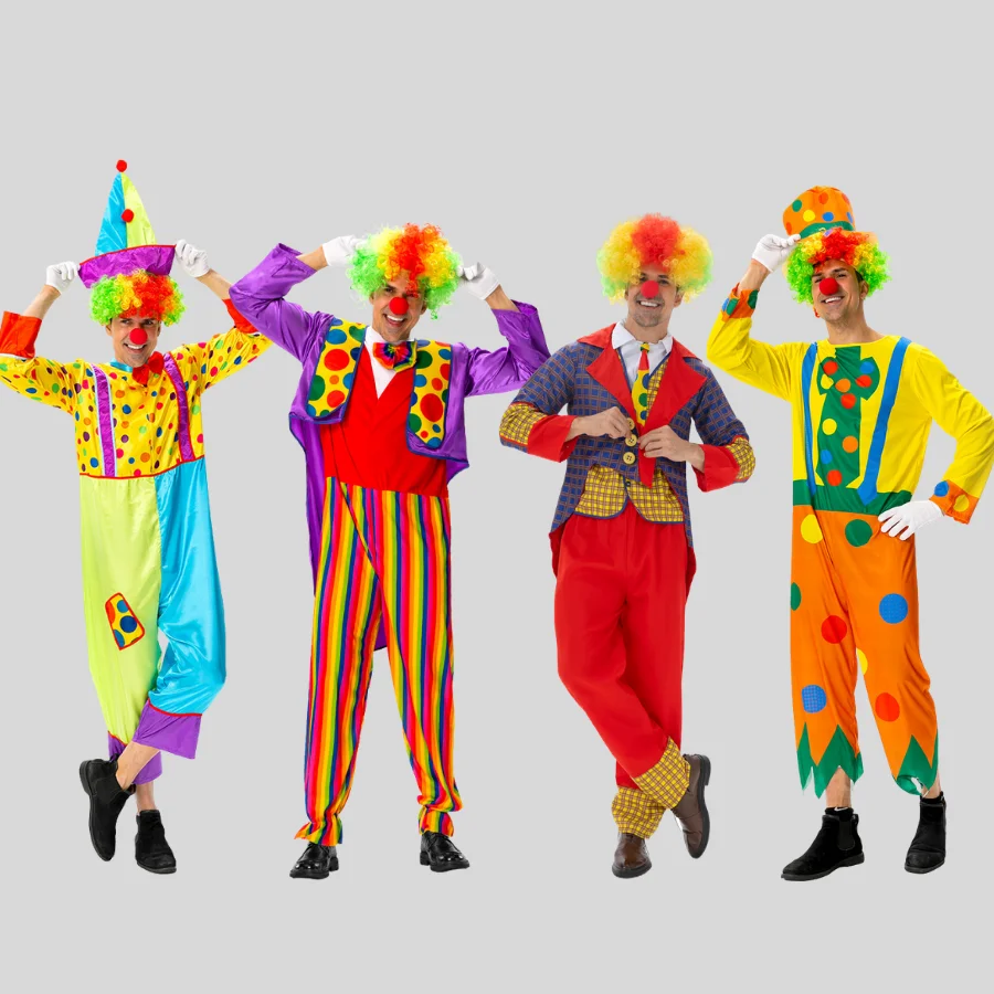 

2026 New Adult Circus Clown Cosplay Costume Stage Performance Halloween Clown Cosplay Birthday Carnival Supply