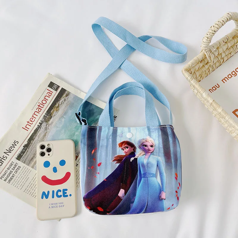 Disney Frozen Shoulder bag Anime Elsa Anna Princess Canvas bag Cartoon Handbags Messenger Bag for Baby Girls Birthday Gifts