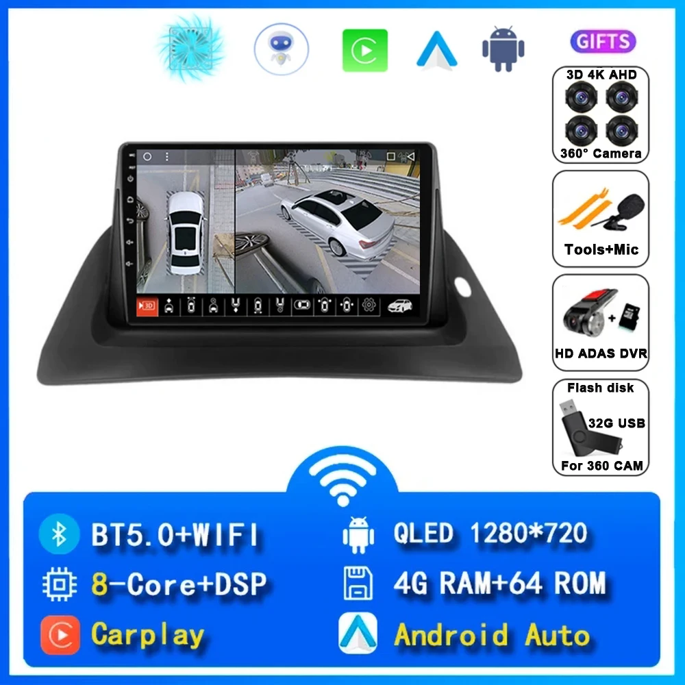 Voor Renault Kangoo 2008-2018 2 Din Android 15 Autoradio Multimedia Speler Carplay Autoradio Stereo GPS IPS 2K QLED 4G Head Unit