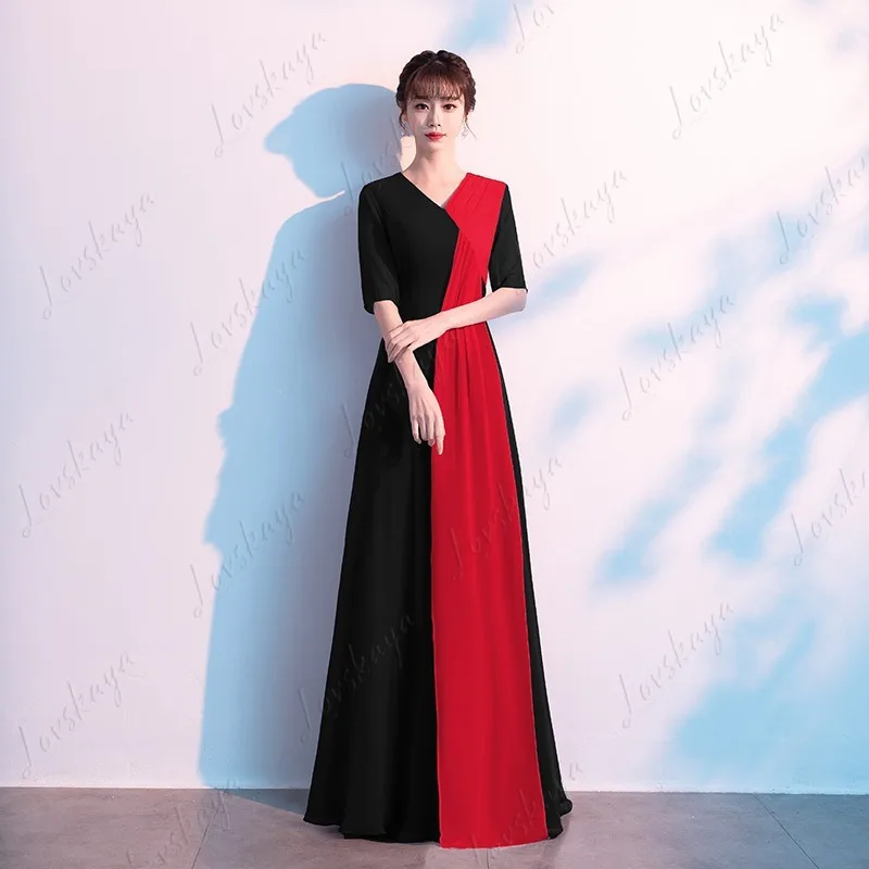 أزياء أداء الكورس - فساتين نسائية طويلة. المضيف - تلاوة الشعر. الموصل - مسابقة الأغاني الحمراء. فستان سهرة. #3