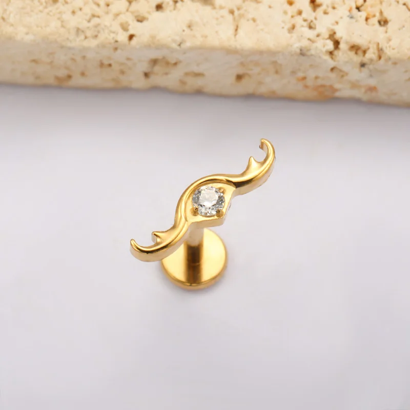 G23 Titanium Helix Lab Piercing Internal Thread Labret Bar Tragus Conch Helix Medusa Piercing Flat Back Stud Cartilage Earring