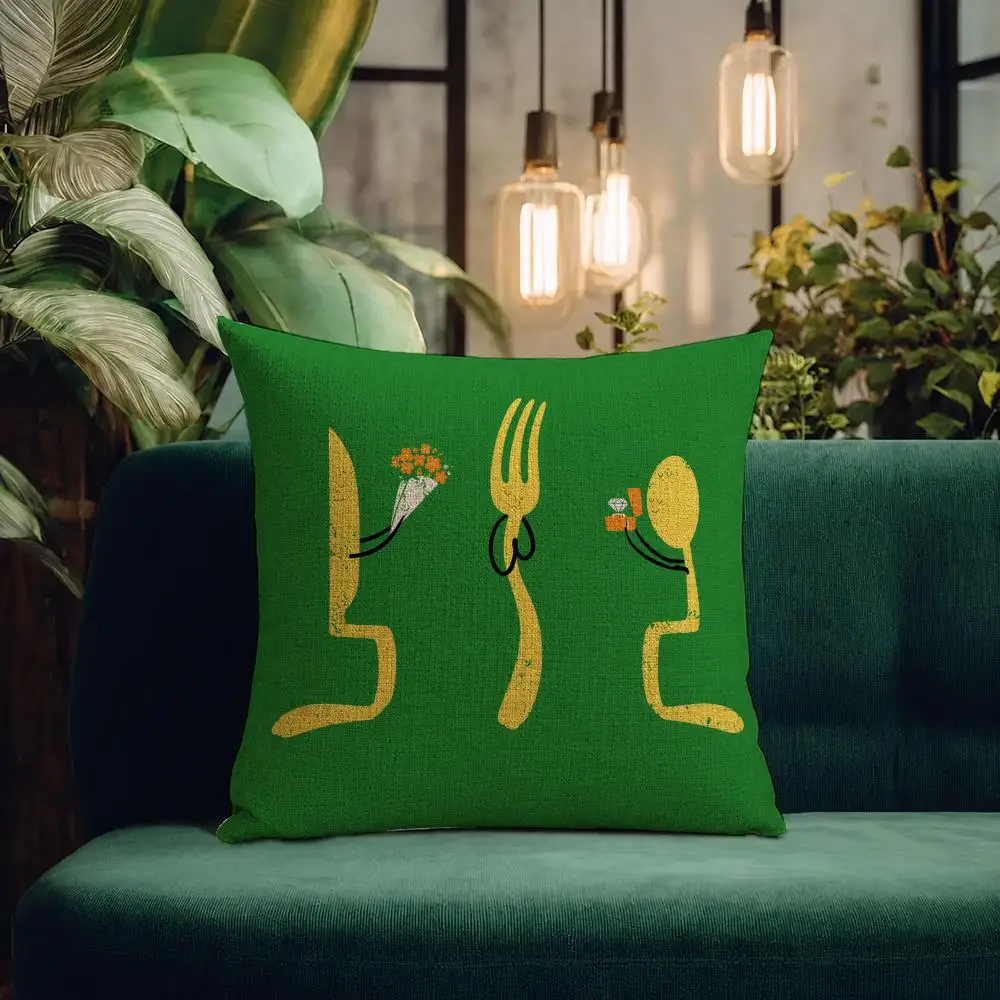 Artist Chow Hon Lam Cushion Cover Natural Linen Pillowcase Set Cushion Cover for Sofa Bedroom Chair