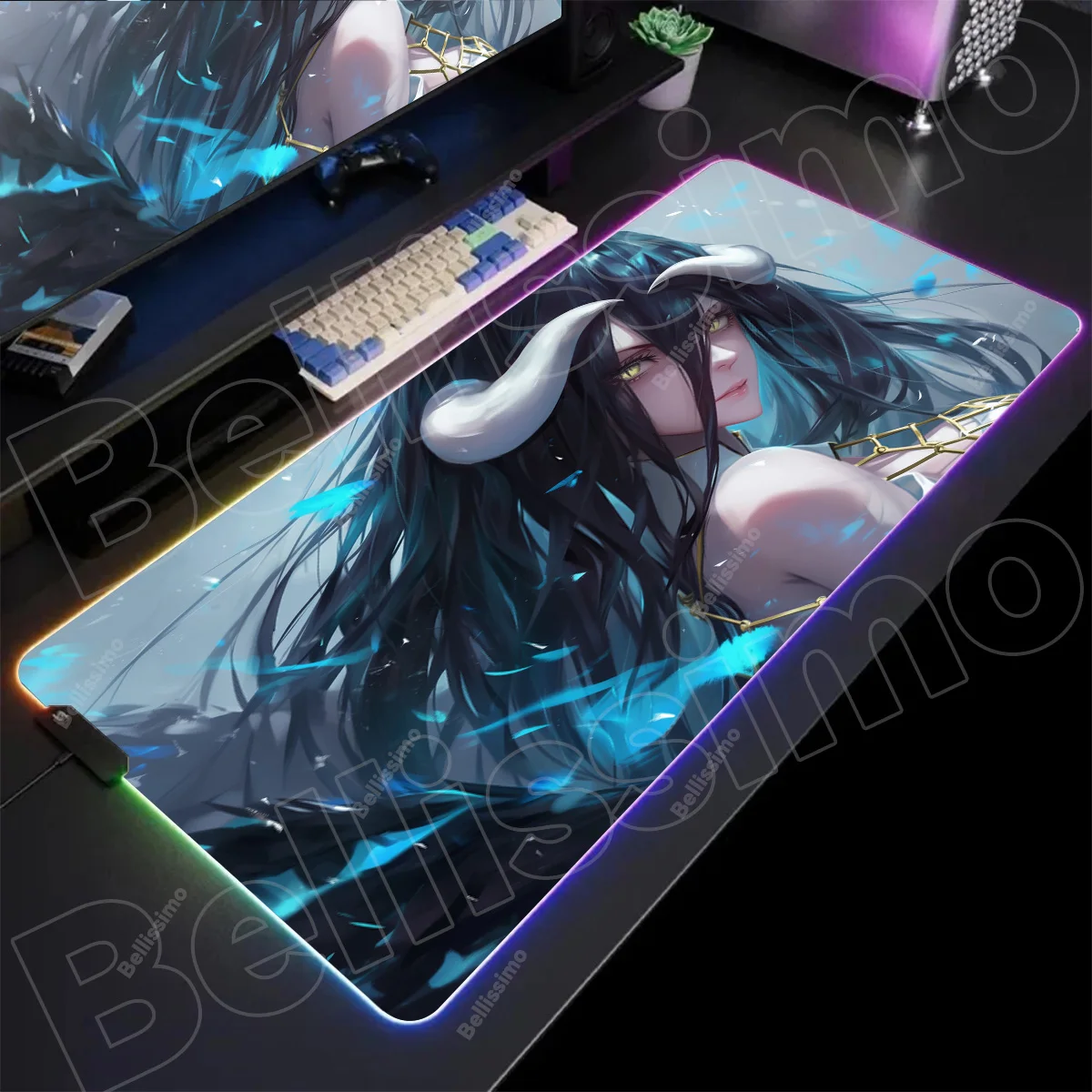 

OVERLORD Albedo Mouse Pad E-sports players LED RGB Keyboard Cover Lighting Rubber Desk mat Colorful Surface Computer Game Rug