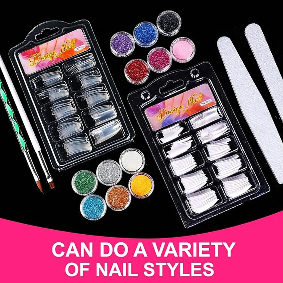Kit de uñas acrílicas con lámpara UV, herramientas DIY 3