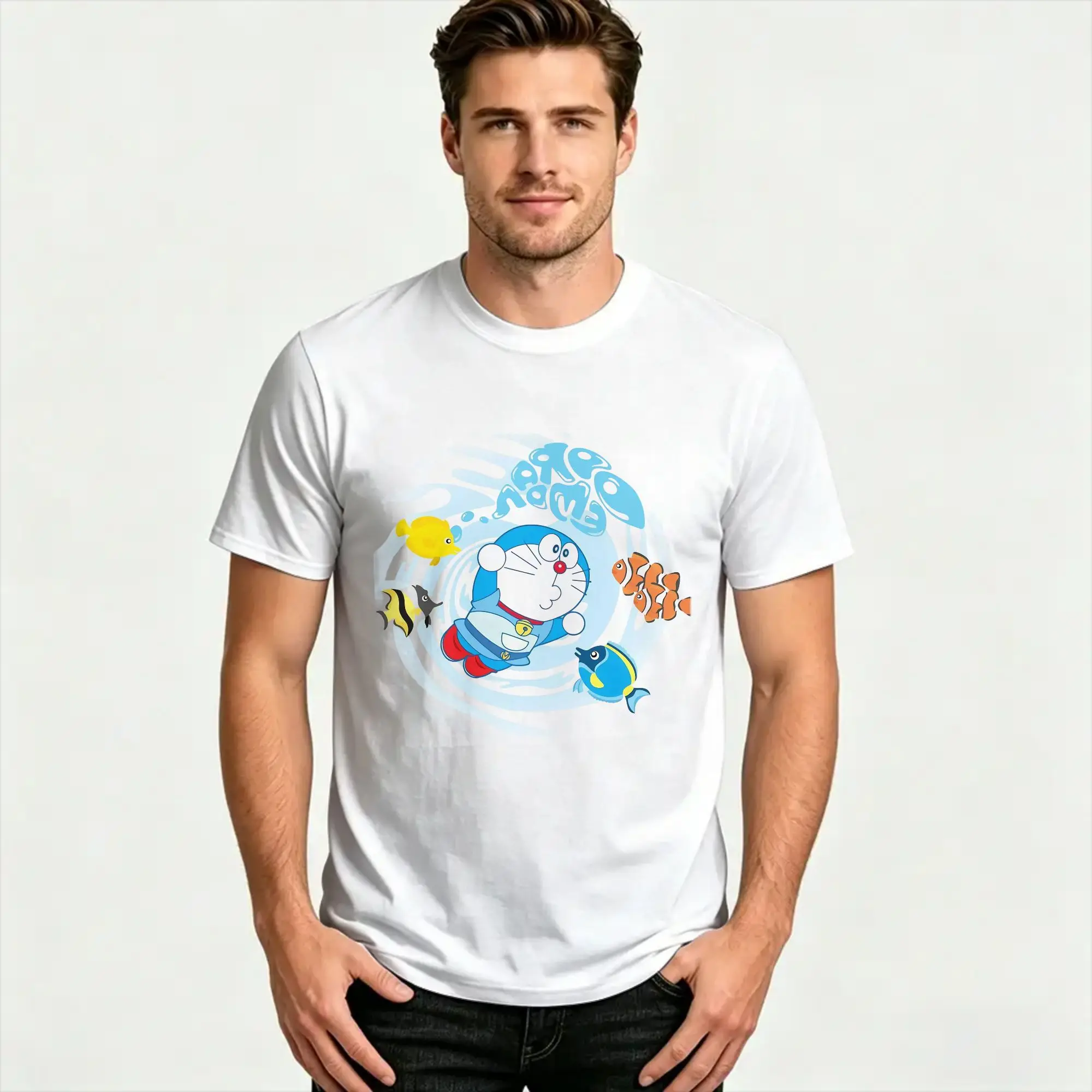 Men Women Doraemons T Shirt Anywhere Door Cotton Clothes Funny Short Sleeve Crewneck Tees Birthday Gift T-Shirts