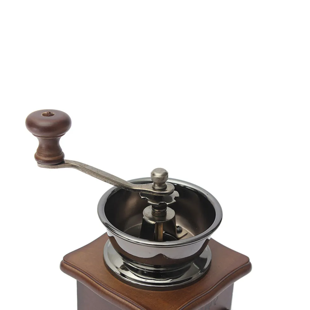 

Vintage Style Manual Coffee Grinder Wooden Body with Sculpted Steel Handle Ceramic Burrs for Consistent Grind Handheld Beans
