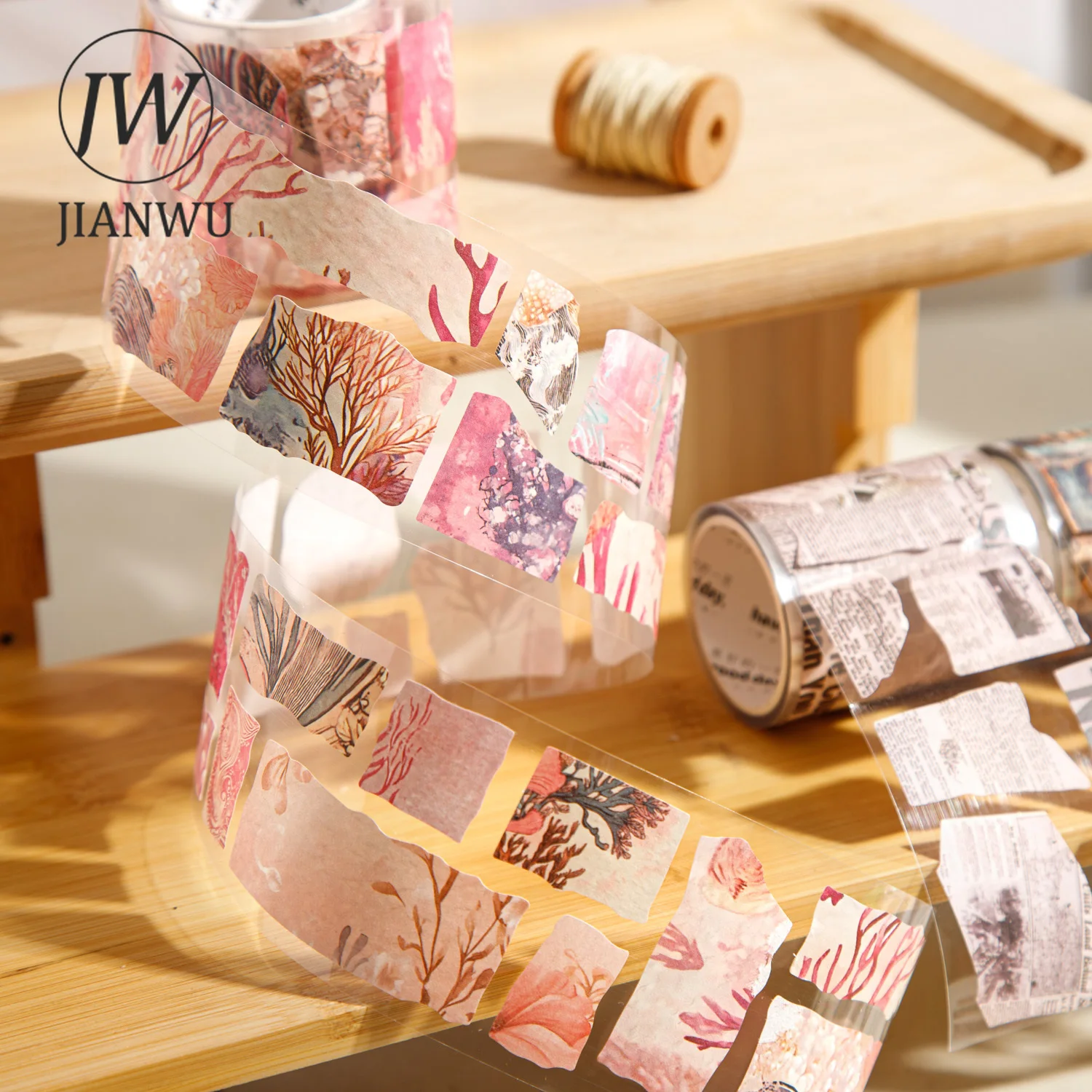 Jianwu 50mm * 200cm série de fragmentos artesanais vintage flor borboleta paisagem material fita colagem diário criativo papelaria