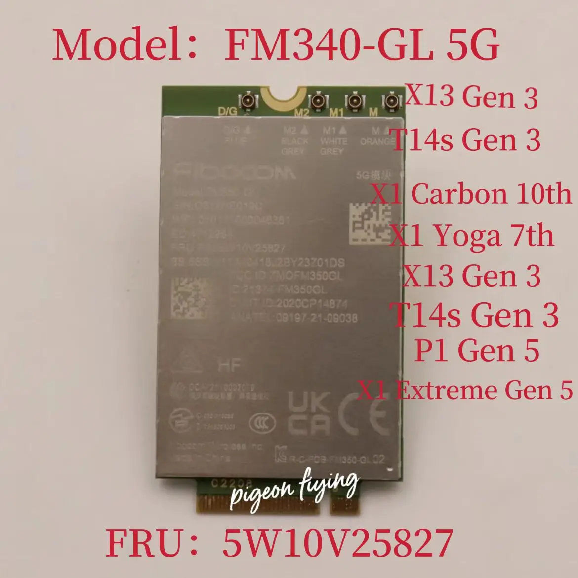 FM350-GL 5G Module for Thinkpad T14s X13 Gen3 X1 Carbon 10th X1 Yoga 7th P1 X1 Extreme Gen5 Laptop FRU:5W10V25827