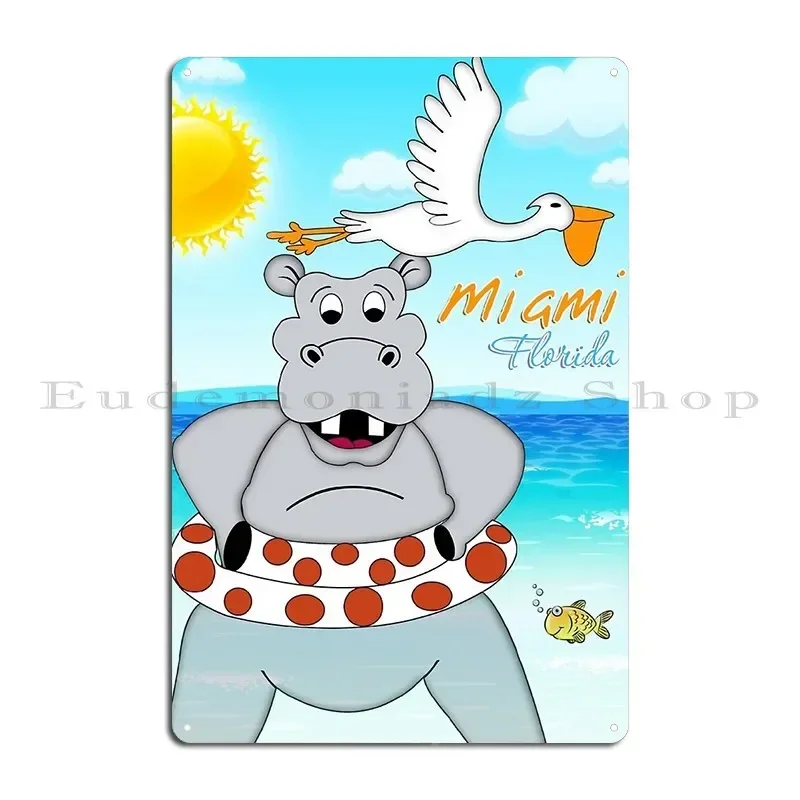 Miami Florida Metal Sign Poster Bar Cinema Printed Funny Wall Cave Tin Sign Poster