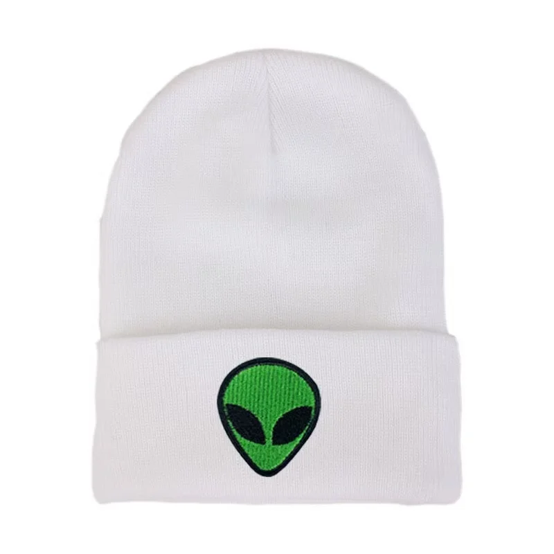 Knitted Beanies Hats Lovely Alien Ghost Skull Embroidery Cap for Autumn Winter Men Cap Warm Melon Cap Street Head Women Gifts