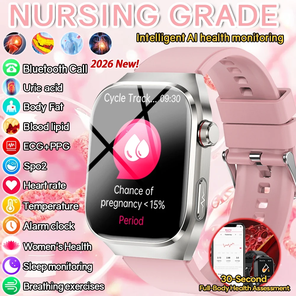 2026 New Health Care Smart Watch Women Blood Pressure Women's Health  Five-Organ Monitoring Professional-Grade ECG Smartwatch