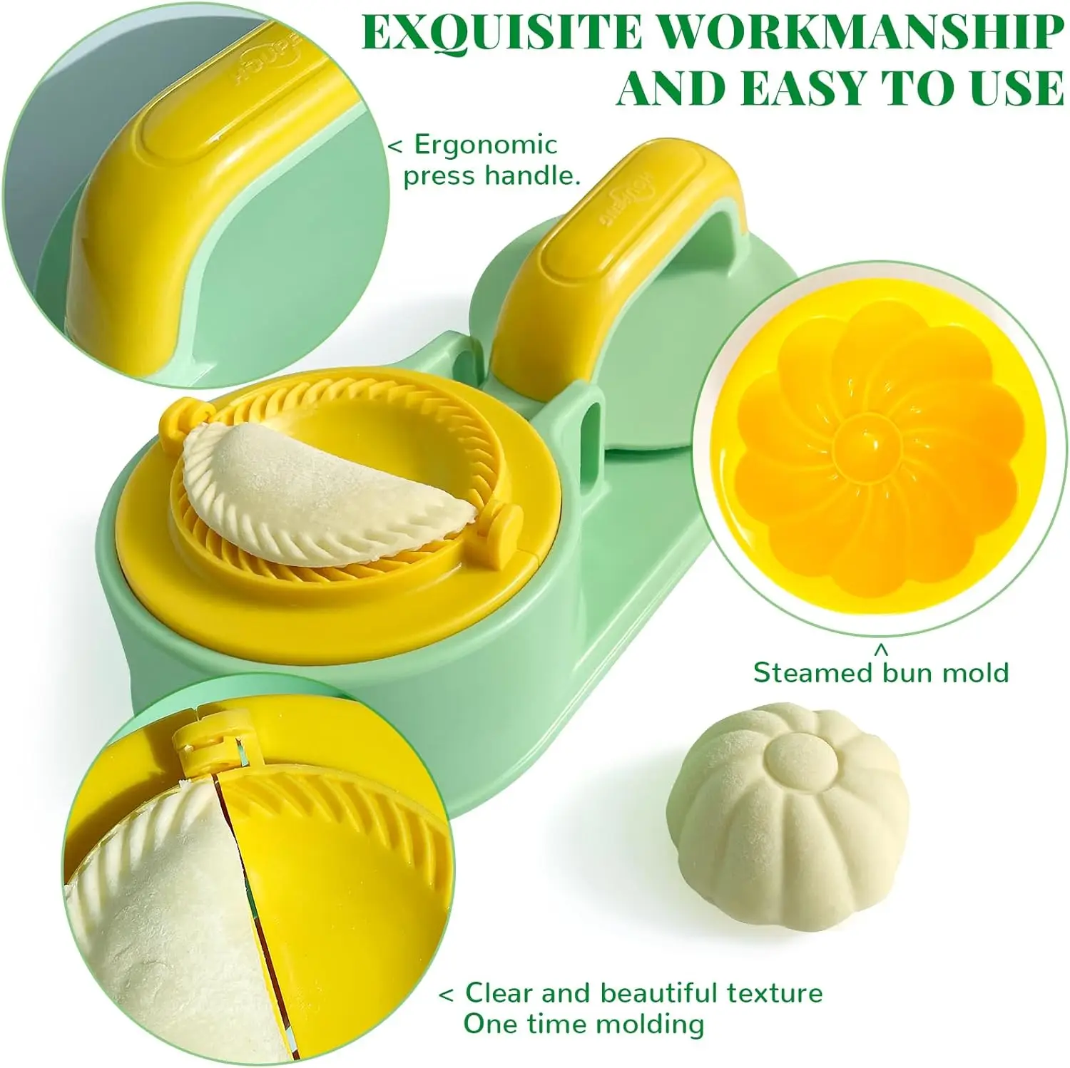 3-in-1 Multifunctional Dough Presser for Dumpling Wrappers, Buns & Pierogi |   Easy Pasta Mold Tool for Home Kitchen, Breakfast & Family Meals