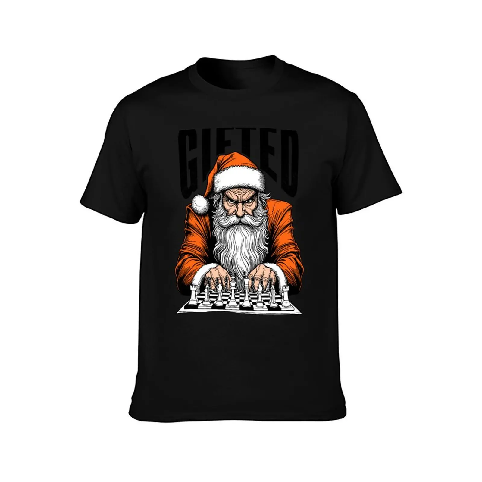 Santa Claus Playing Chess Gifted Funny Checkmate Christmas T-Shirt Fashion Casual Short Sleeve Top T-Shirt