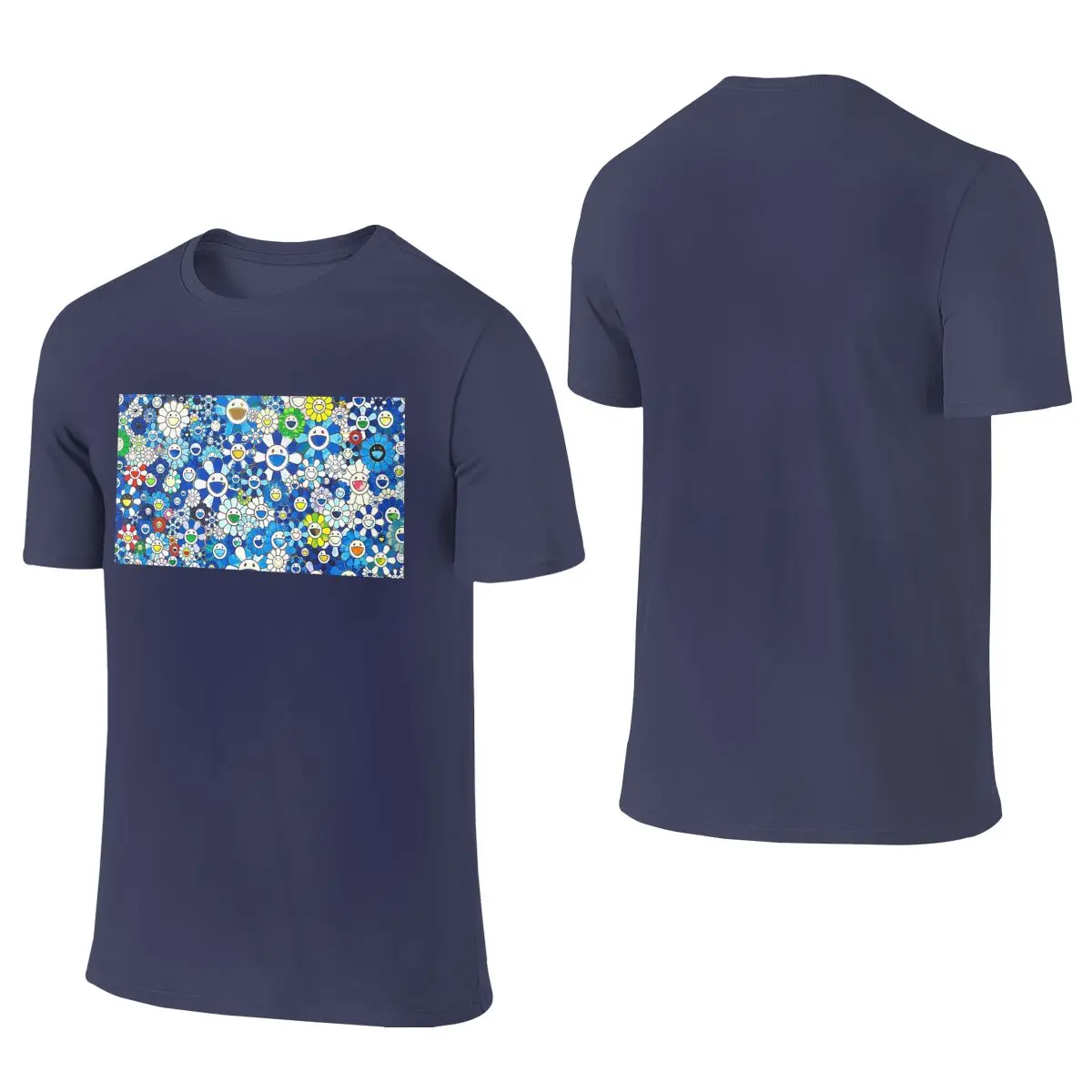 Blue Flow Lazy Style Reversible T-shirt Simple Casual   Tees