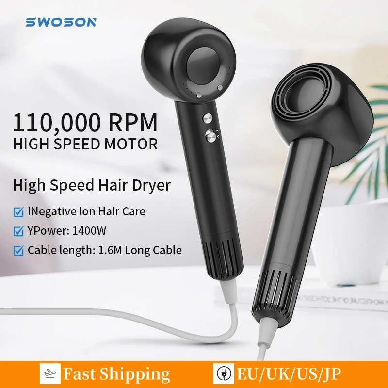 Hair Dryer, 110,000 RPM High-Speed Motor, Low Noise, Constant Temperature And Quick Drying, Suitable For Home Salons.