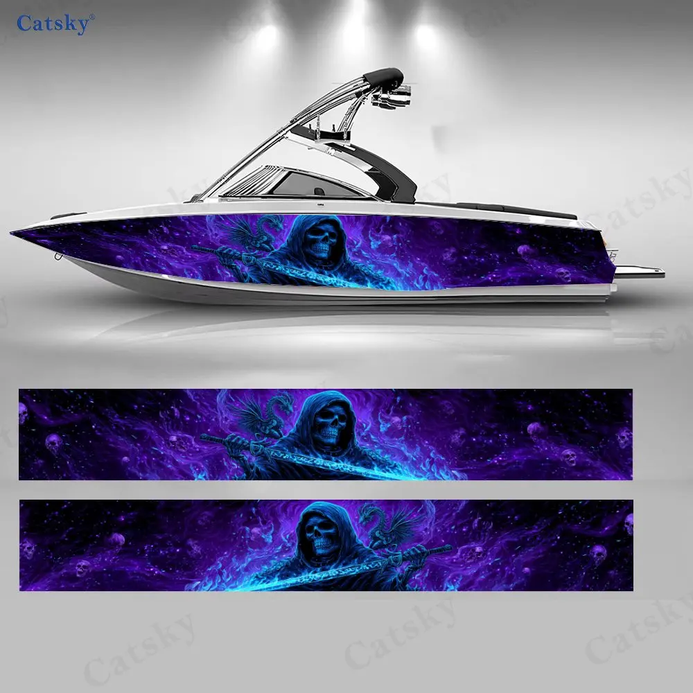 

2Pcs Nebula Scythe Reaper Boat Stickers, PVC Waterproof Durable Vinyl Wrap Decals for Fishing Boats, Durable and Stylish Design