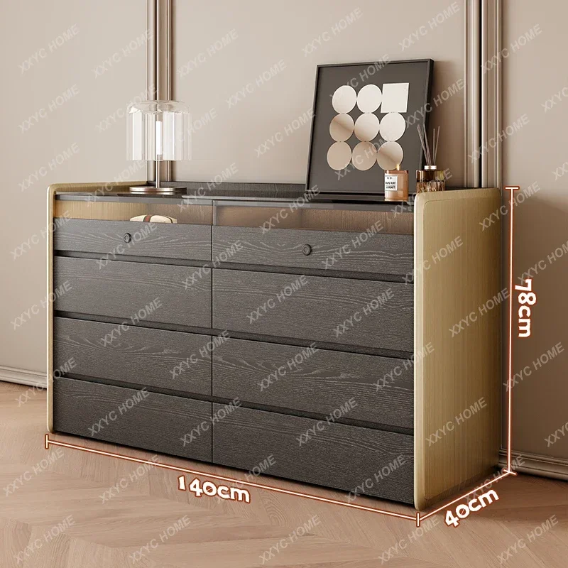 JJJJModern Light Luxury Solid Wood Dresser, Bedroom Makeup Table, Simple Storage Cabinet