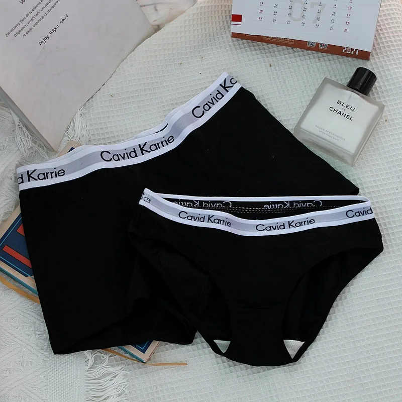 Couple Panties Sports Lovers Panties Cotton Letter Low Waist Women Briefs Sexy Panties Seamless Men Boxer Shorts Brief Lingerie