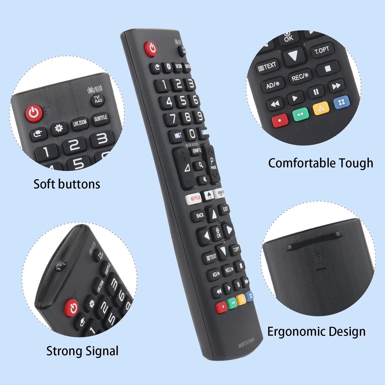 New AKB75375608 Remote Control Compatible With LG LED LCD TV 32LK61 32LK62 43LK59 Replacement Controller With Netflix Button