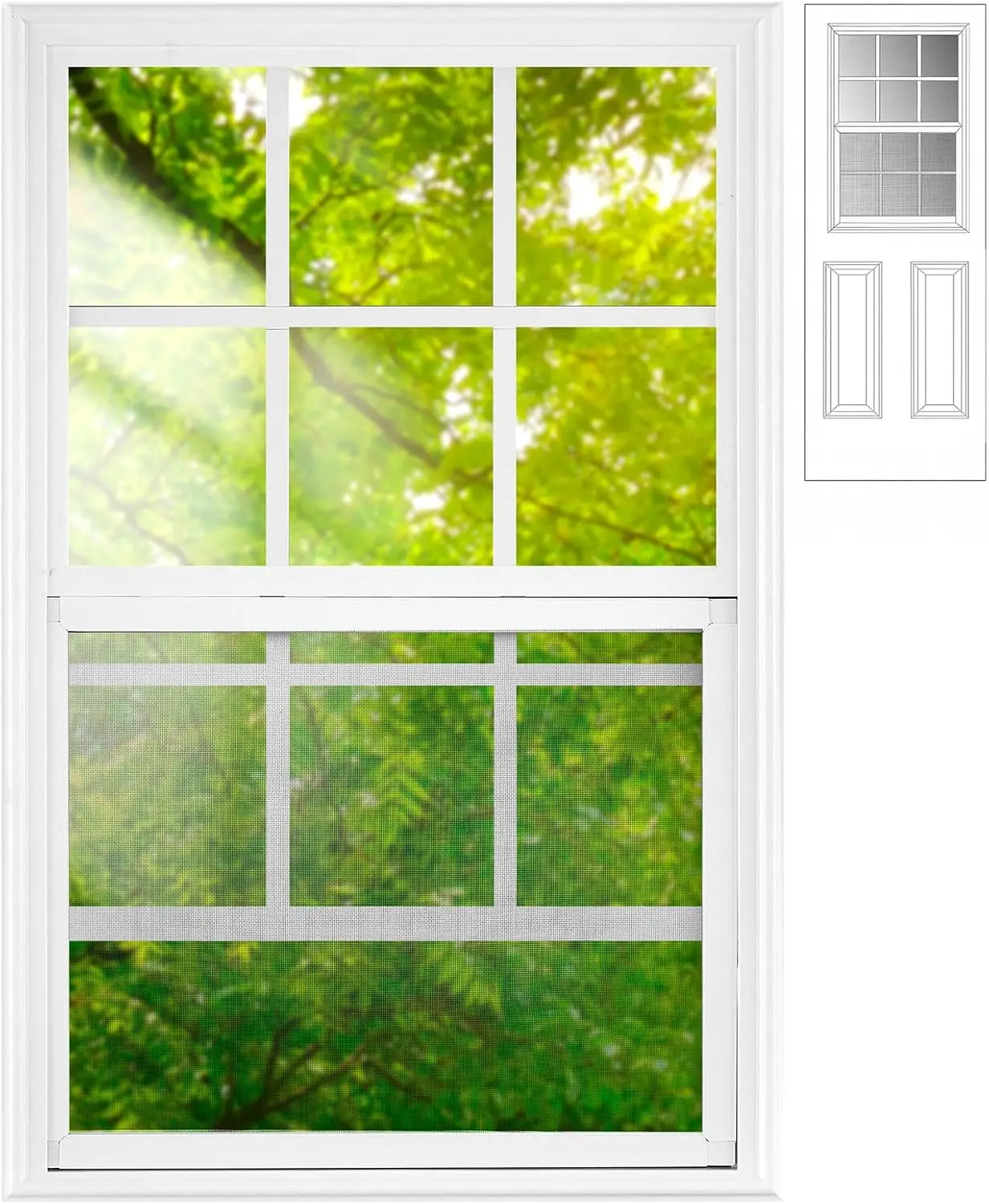 

24 x 38 Door Glass Inserts Venting Entry Replacement Insert 12 Lite White Frame Vertical Slide Window Kit with Low E Glass for H