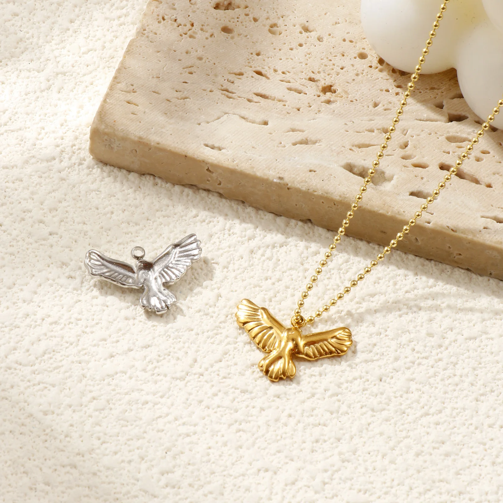 2 Pcs 304 Stainless Steel Charms Eagle Animal Pendants For DIY Necklace Bracelet Jewelry Making Findings 20mm x 13.5mm