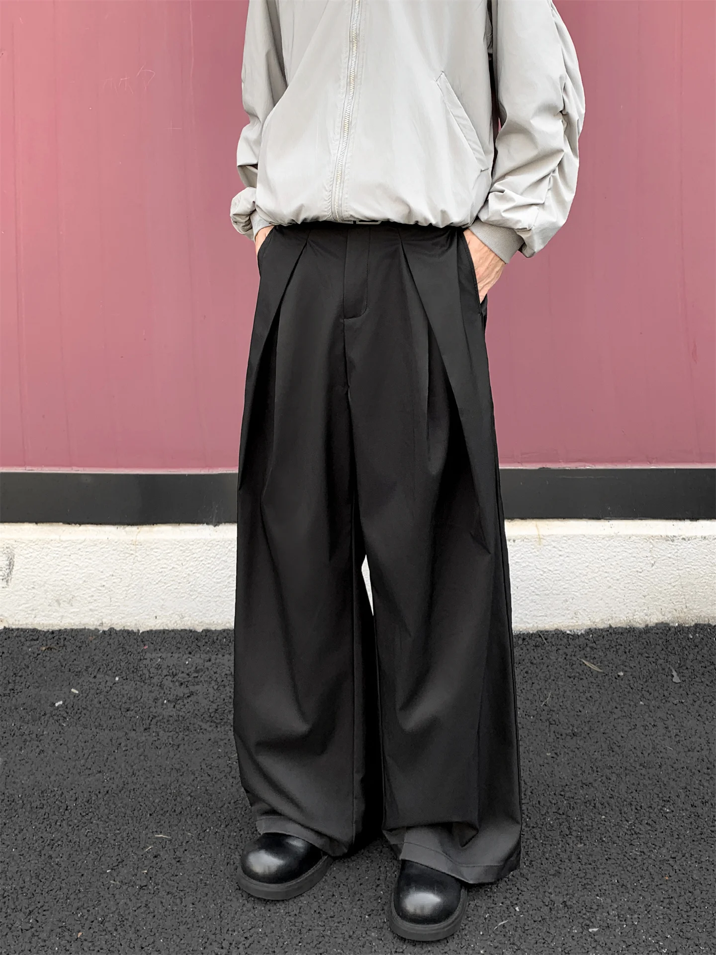 

Мужские повседневные брюки плиссе с широкими штанинами, в пол, в американском деконструированном стиле, модные, высококачественные, струящиеся, А-силуэт