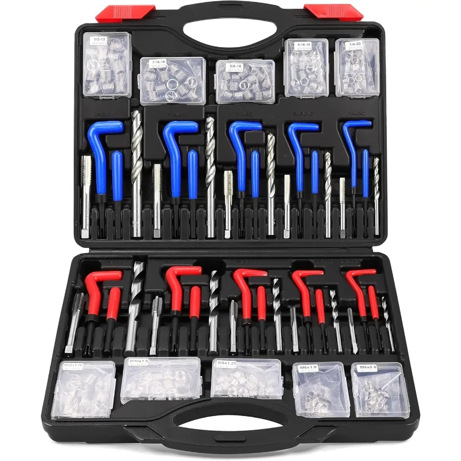 

Набор инструментов для ремонта спиральной резьбы: 320 шт. метрические SAE Heli катушки для восстановления вставок, сверла для свечей зажигания, автомобильного двигателя M