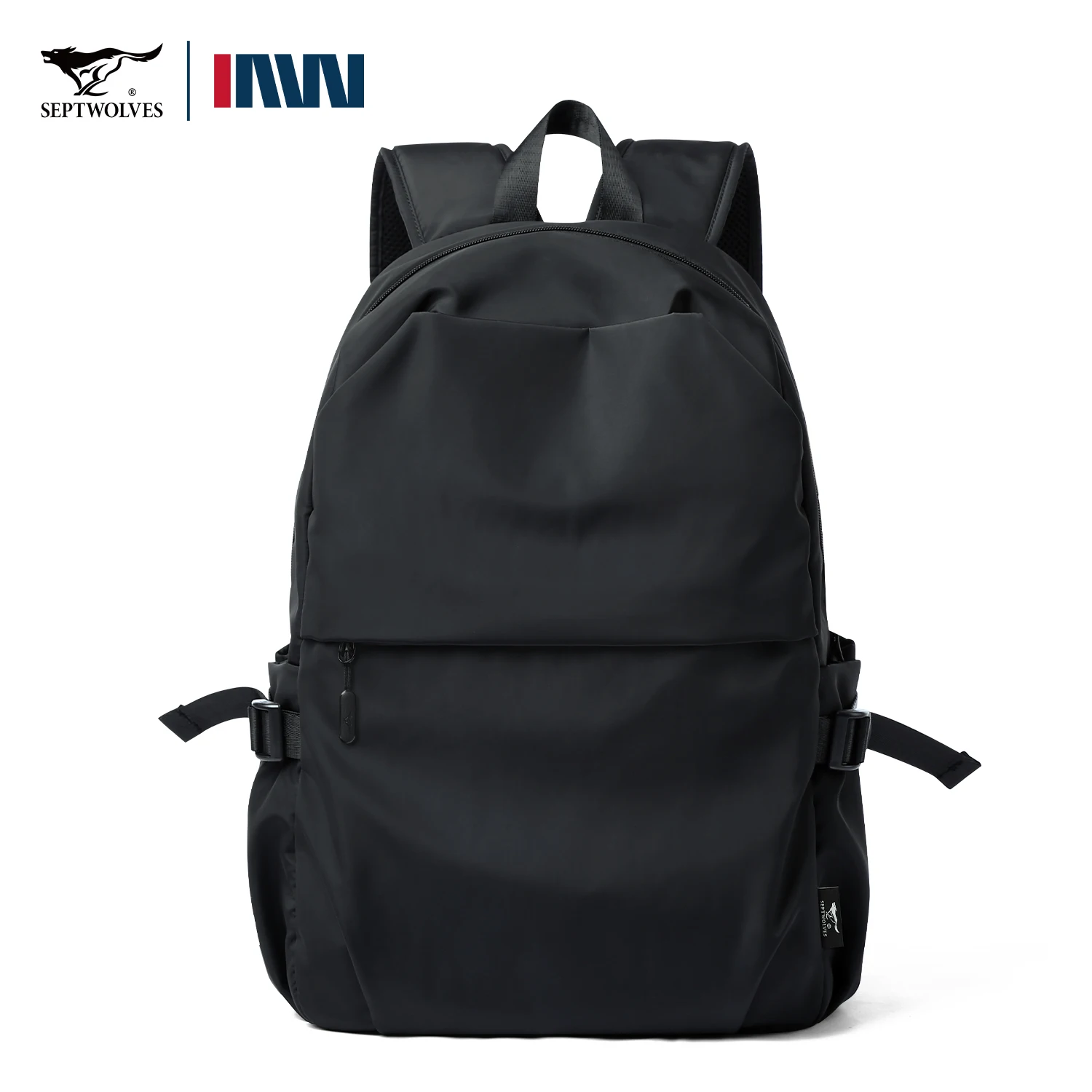 Septwolves أسود مقاوم للماء حقيبة المدرسة عادية 16 بوصة محمول على ظهره المرأة رجل صبي حقيبة مدرسية حقيبة سعة كبيرة الظهر