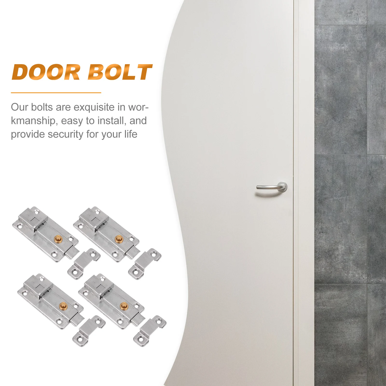 

4Pcs Stainless Steel Automatic Spring Door Bolt Sliding Lock Heavy Duty Door Safety Bolt for Home Gate Gate Safety Lock