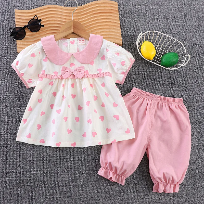 New Summer Baby Clothes Suit Children Cute T-Shirt Shorts 2Pcs/Sets Toddler Girls Clothing Infant Casual Costume Kids Tracksuits