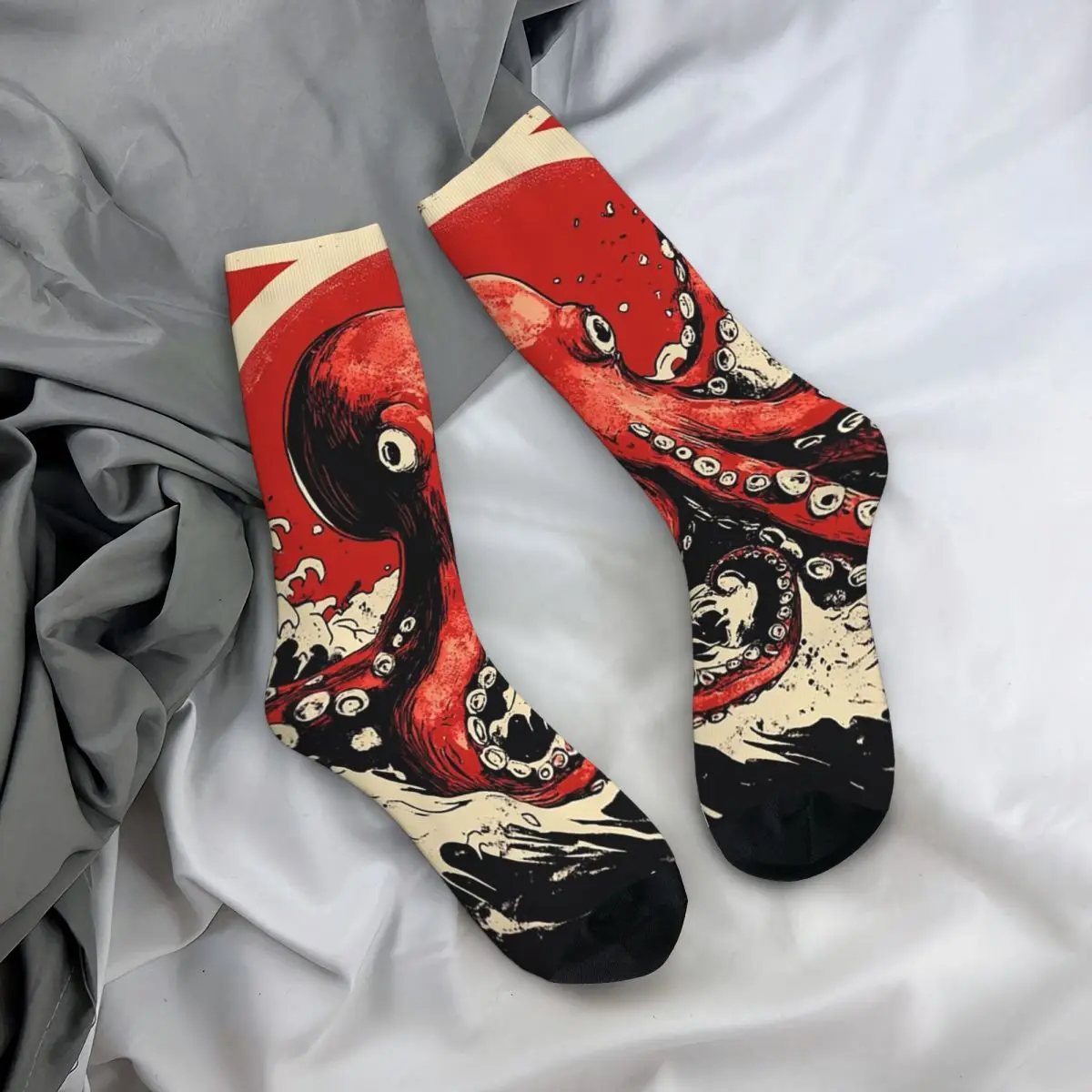 

Носки на все случаи жизни в стиле укиё-э с изображением осьминога и морских волн, повседневные длинные носки для мужчин и женщин, подарки на День святого Валентина