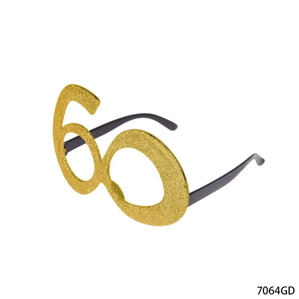 페세나르 황금빛 반짝이 '60' 생일 안경, 60번째 생일 파티를 위한 재미있는 아이템, 축하의 의미가 가득합니다.