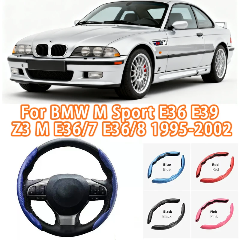 

For BMW M Sport E36 E39 Z3 M E36/7 E36/8 1995-2002 Car Steering Wheel Cover 38CM Anti-Slip Suede Steering Wheel Cover Auto