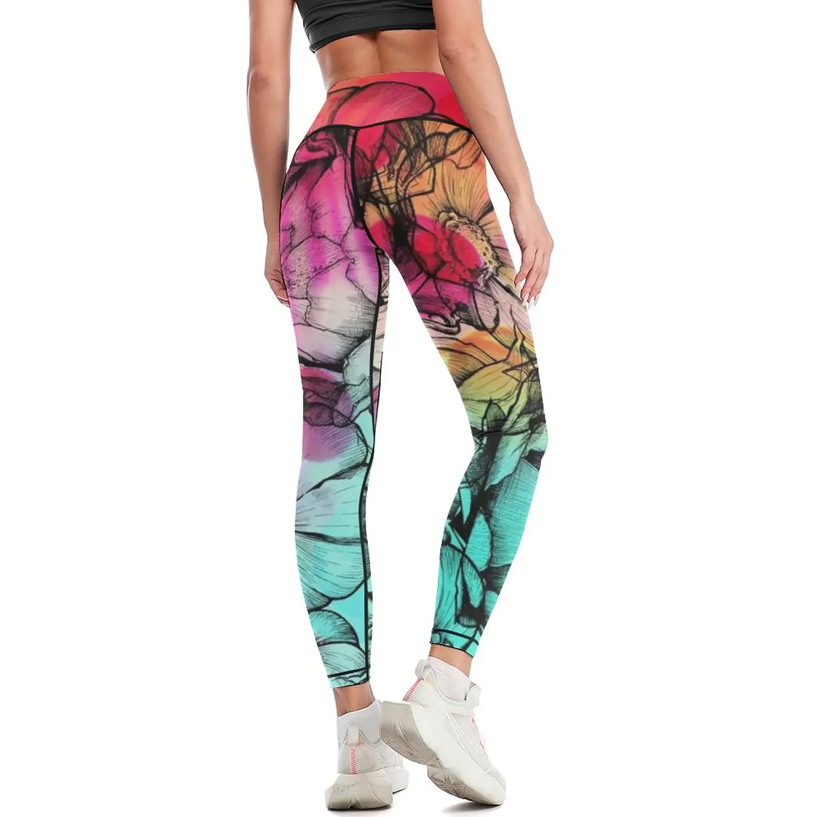 Legging warna di taman saya, Legging olahraga wanita, Legging fitness gym pinggang tinggi, legging wanita push up