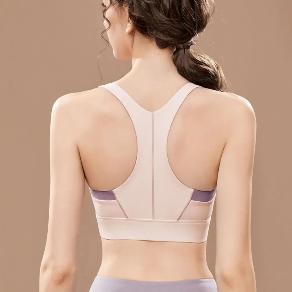 

Patchwork Front Zipper Sports Bra Slim Fit Lingerie Underwear for Women Beauty Back Anti-sagging Seamless Bra Sports Fitness