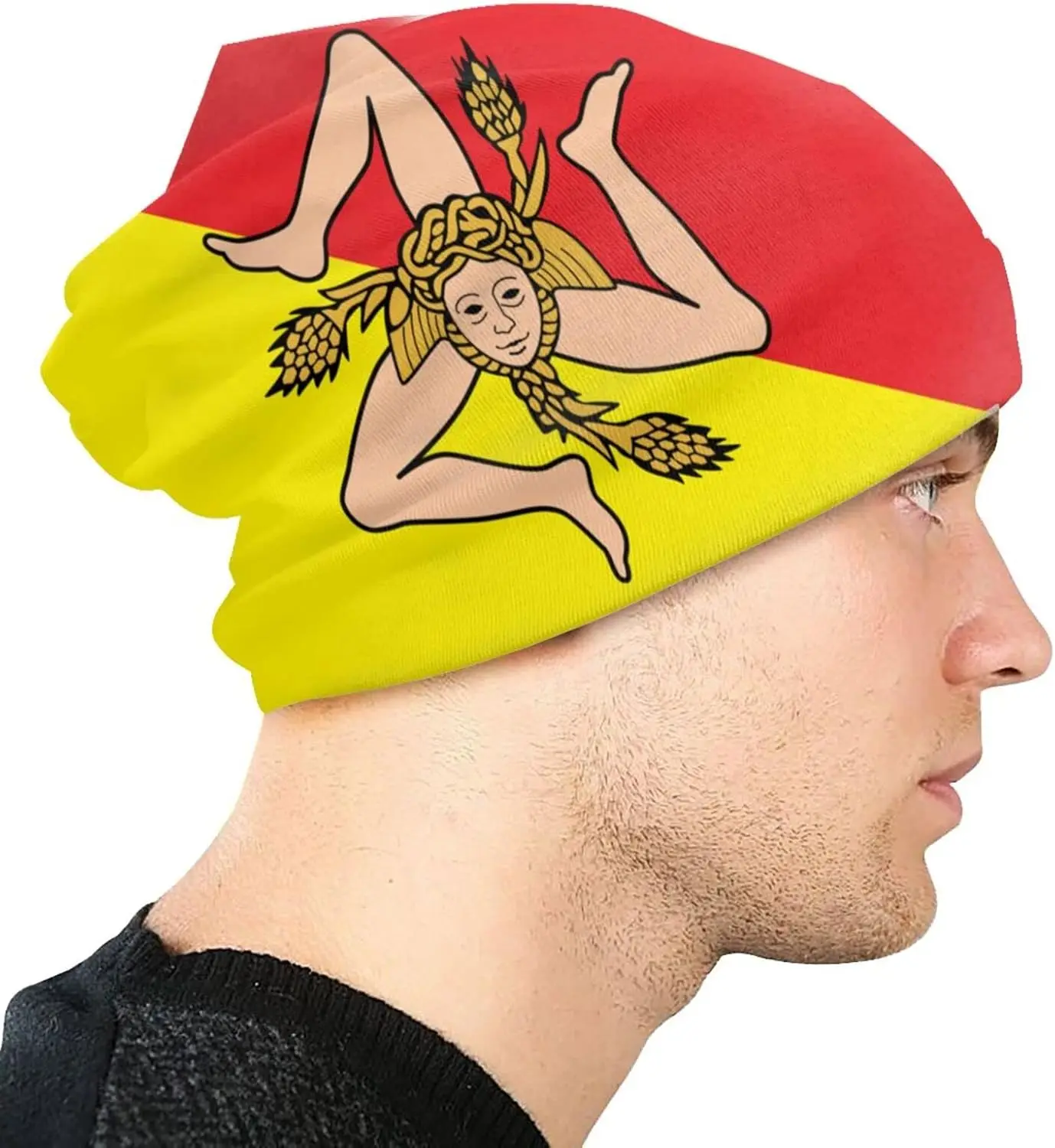 Sicilian Flag Beanie Hats Skull Cap Adult Knit Hat Soft Balaclava Baggy Hat Outdoor for Mens Womens 5